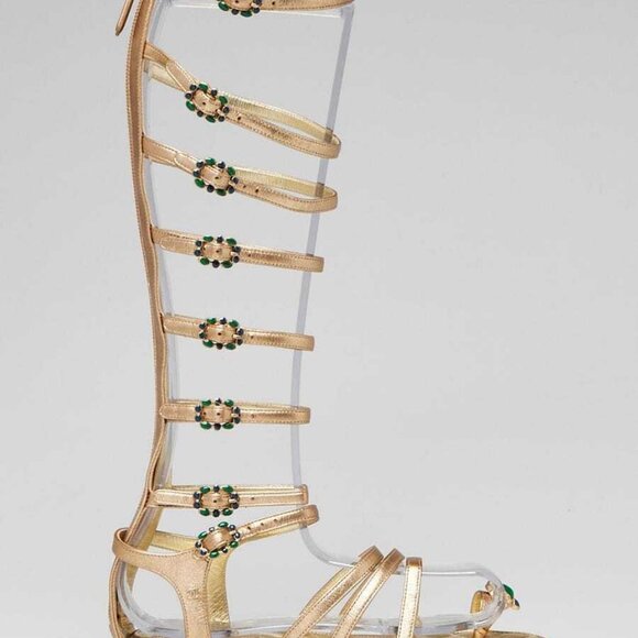 Chanel Gold Leather Flat Gladiator Boot Sandals Size 5.5/36 - Picture 4 of 5